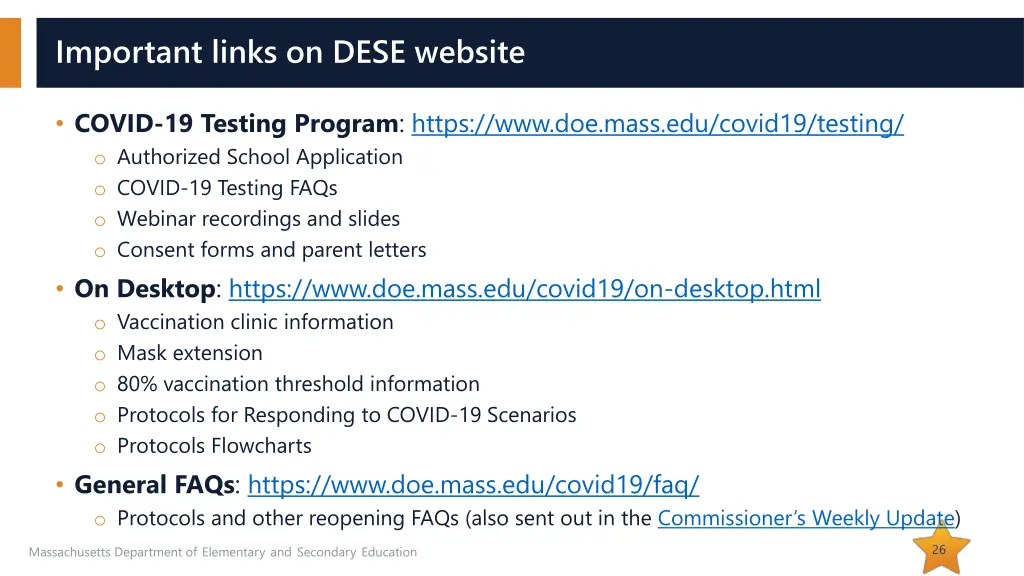 important links on dese website