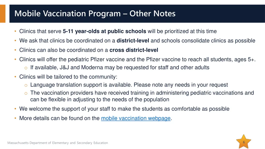 mobile vaccination program other notes