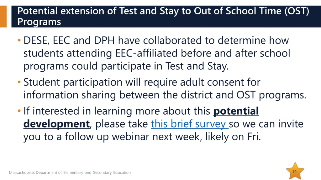 potential extension of test and stay