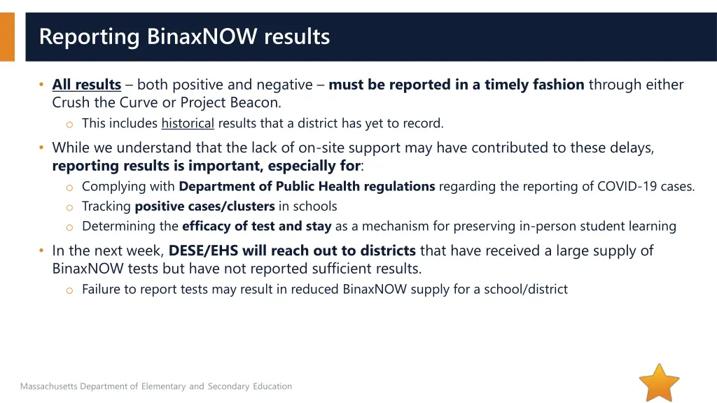 reporting binaxnow results