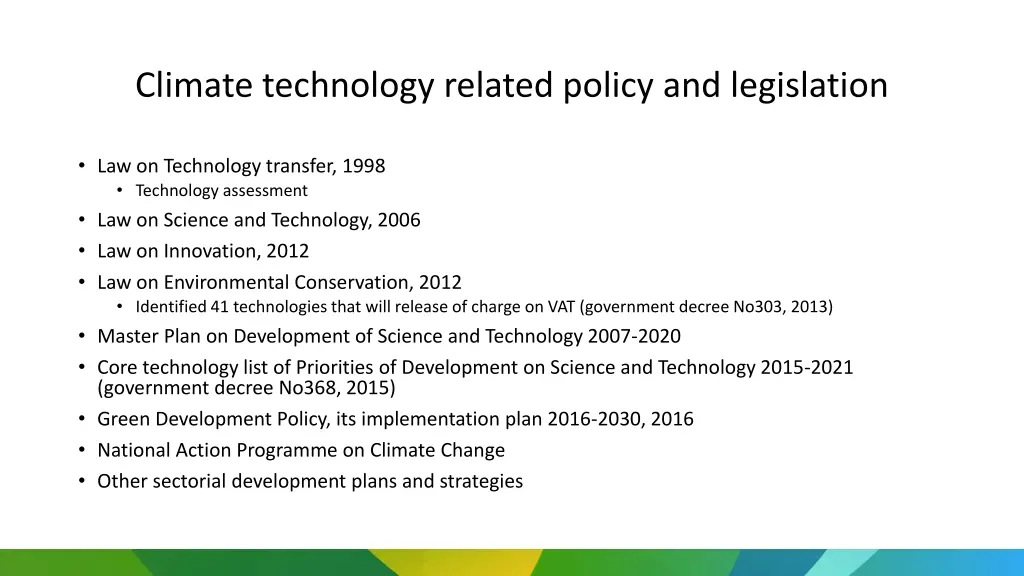 climate technology related policy and legislation