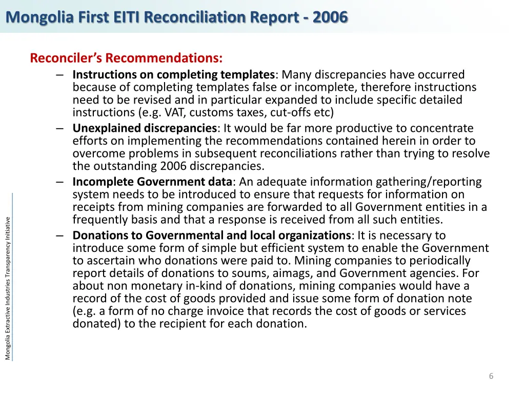 mongolia first eiti reconciliation report 2006 2