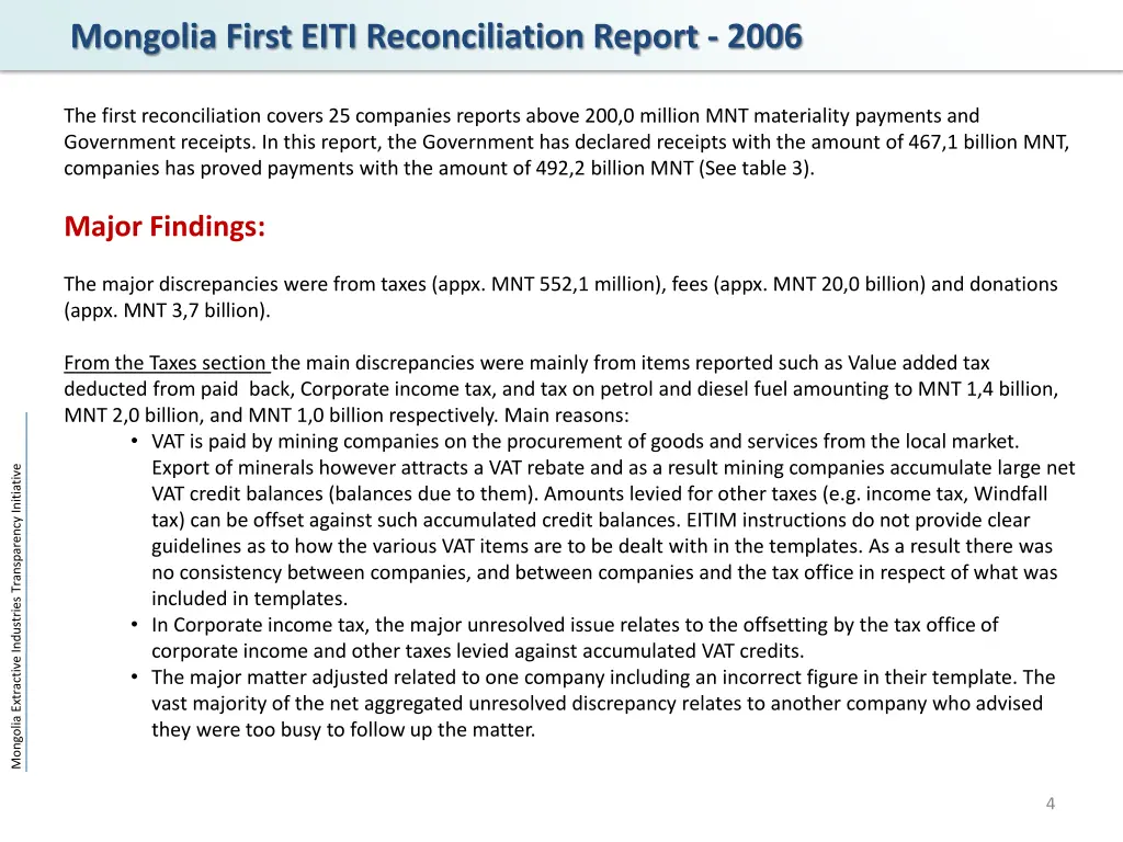 mongolia first eiti reconciliation report 2006