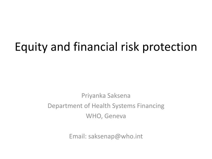 equity and financial risk protection