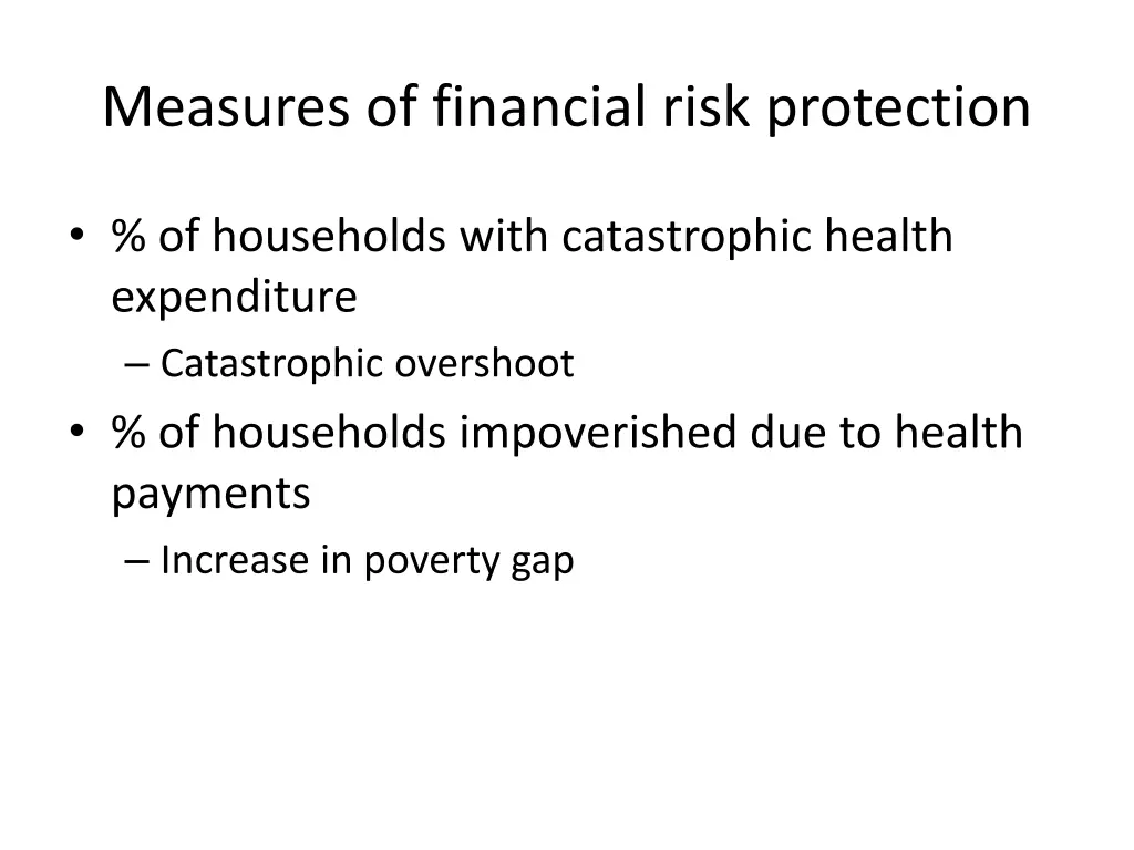 measures of financial risk protection