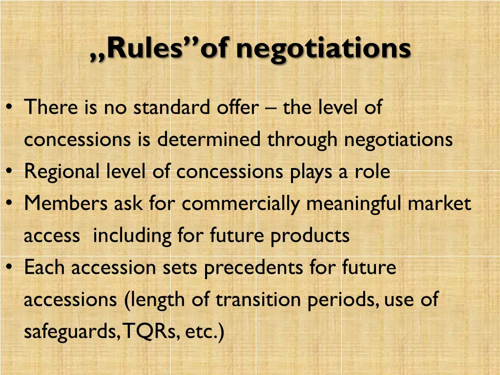 rules of negotiations