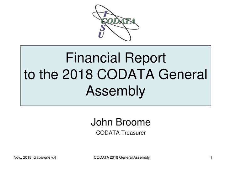 financial report to the 2018 codata general