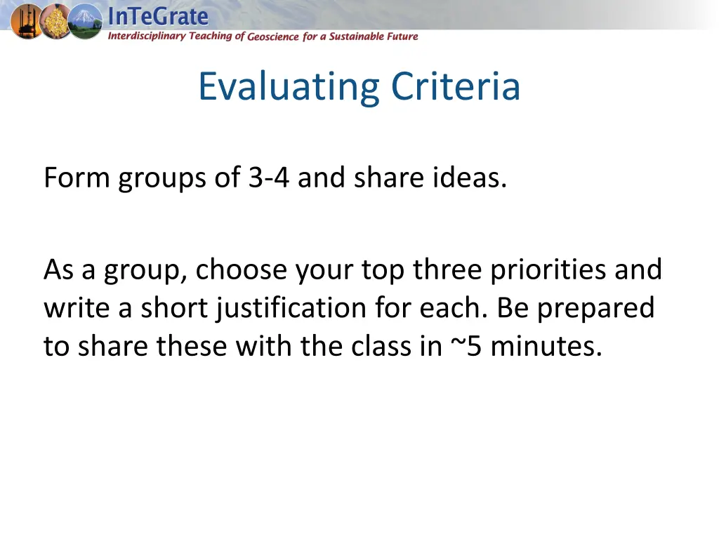 evaluating criteria 1