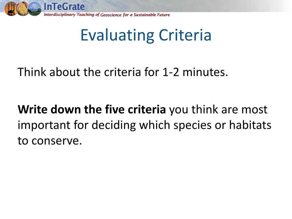 evaluating criteria