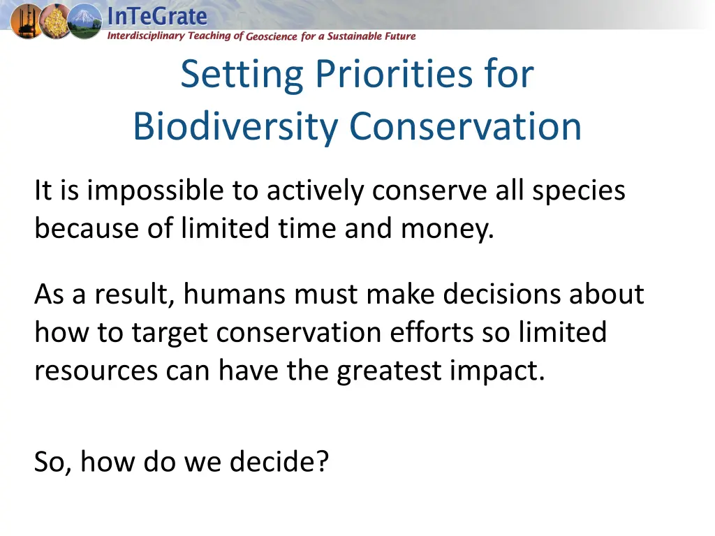 setting priorities for biodiversity conservation