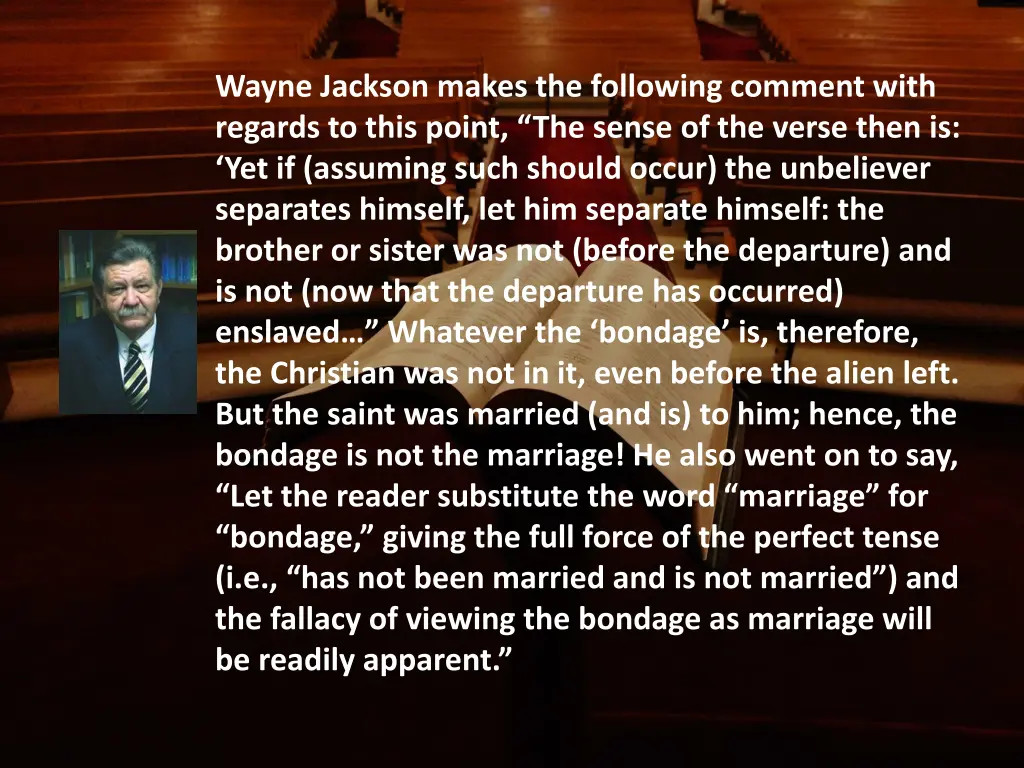 wayne jackson makes the following comment with