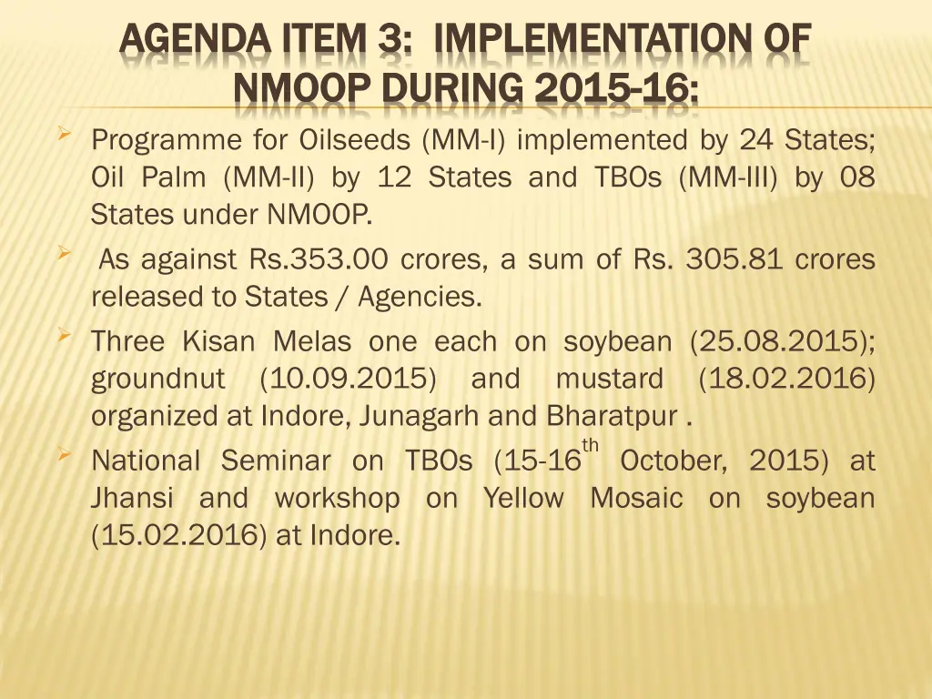 agenda item 3 implementation of agenda item