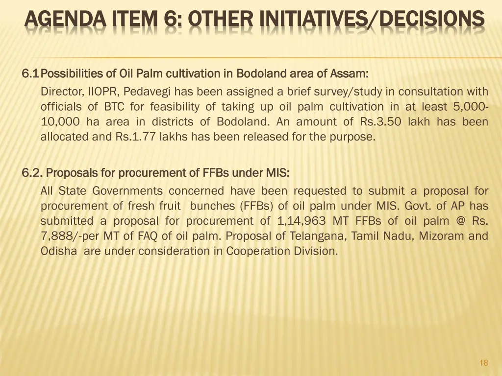 agenda item 6 other initiatives decisions agenda