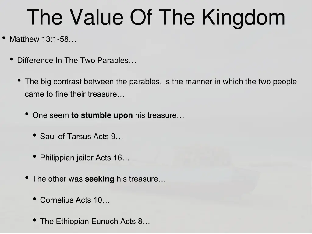 the value of the kingdom matthew 13 1 58 1