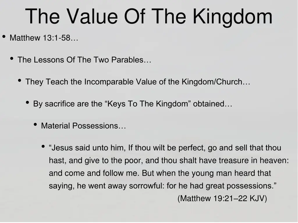 the value of the kingdom matthew 13 1 58 10