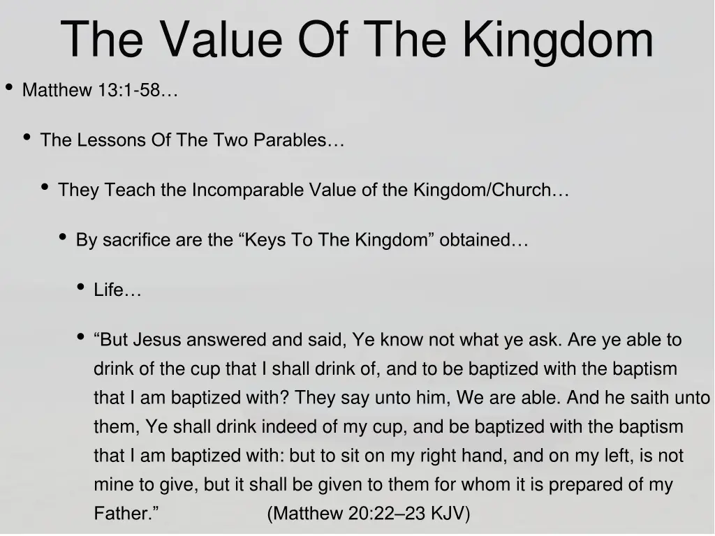 the value of the kingdom matthew 13 1 58 12