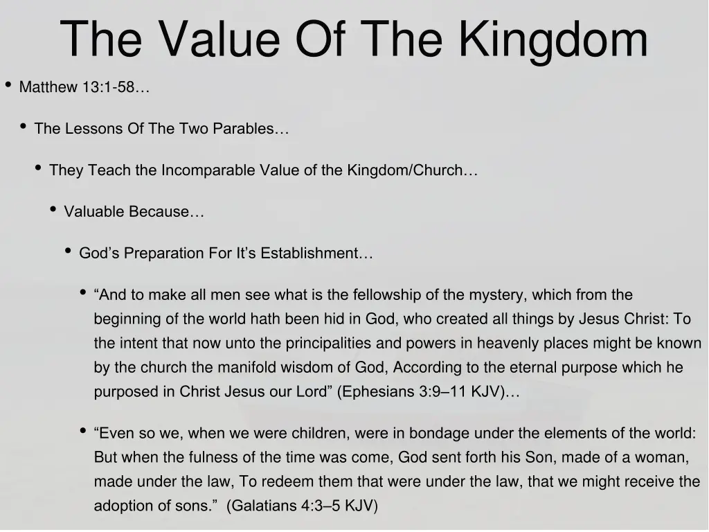 the value of the kingdom matthew 13 1 58 3