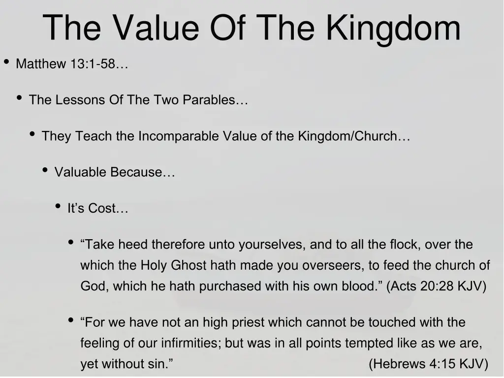 the value of the kingdom matthew 13 1 58 4