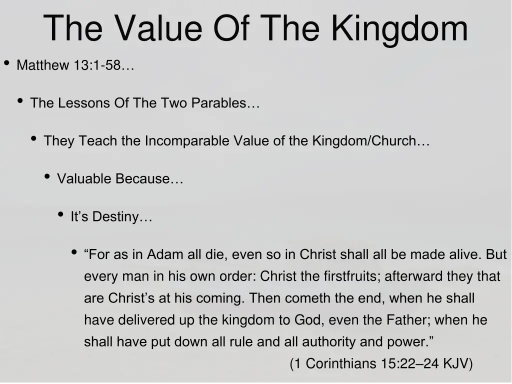 the value of the kingdom matthew 13 1 58 5