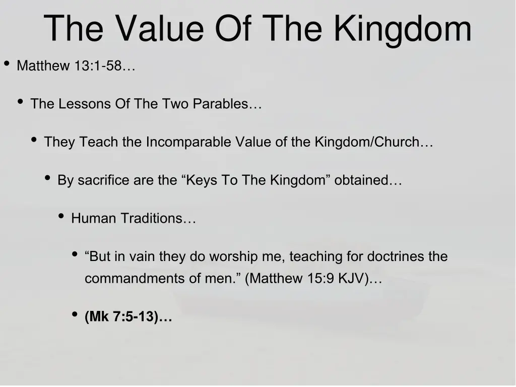 the value of the kingdom matthew 13 1 58 8