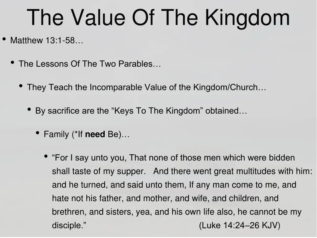 the value of the kingdom matthew 13 1 58 9