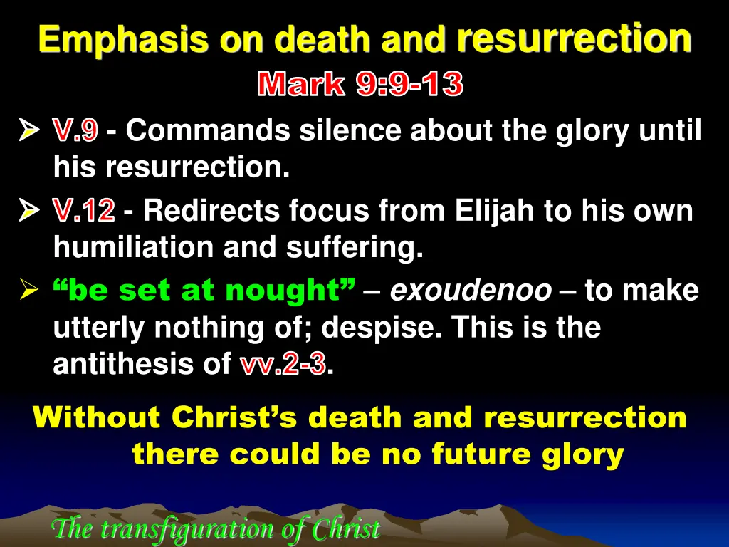 emphasis on death and resurrection mark