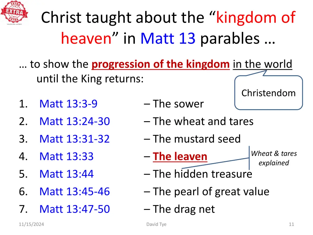 christ taught about the kingdom of heaven in matt