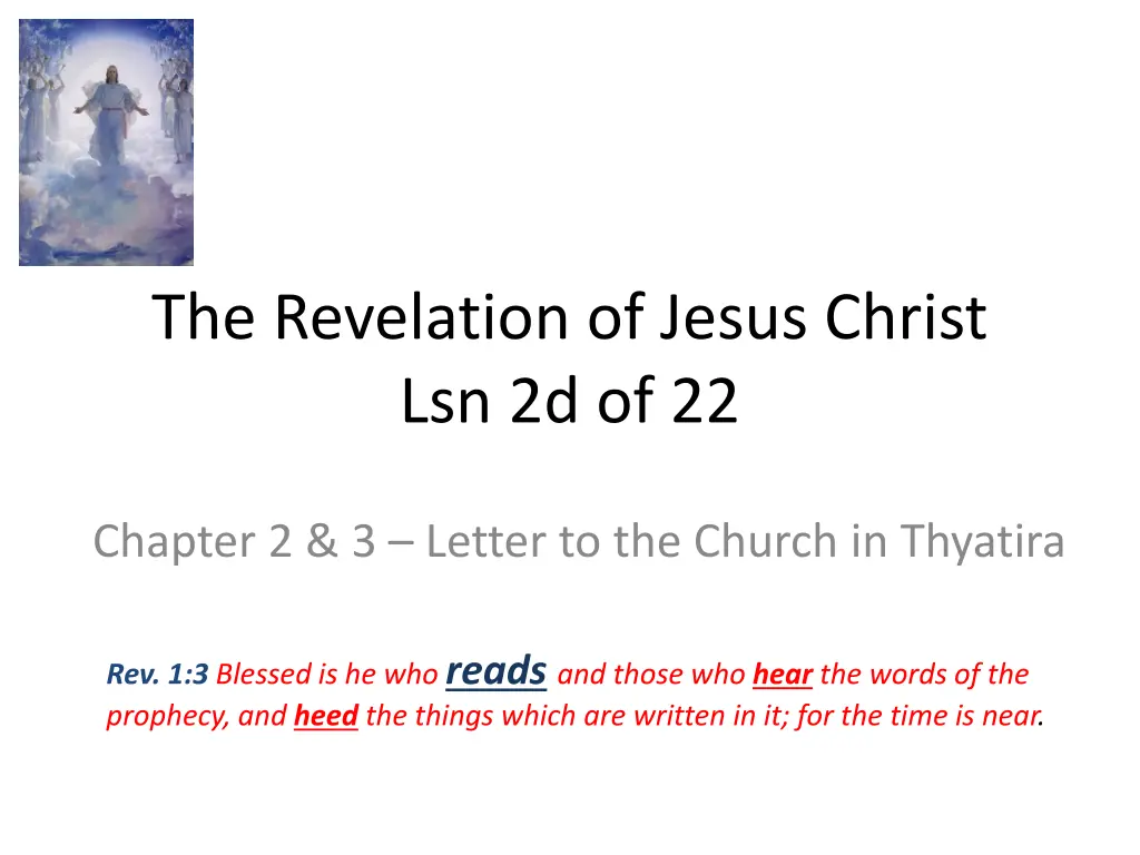 the revelation of jesus christ lsn 2d of 22