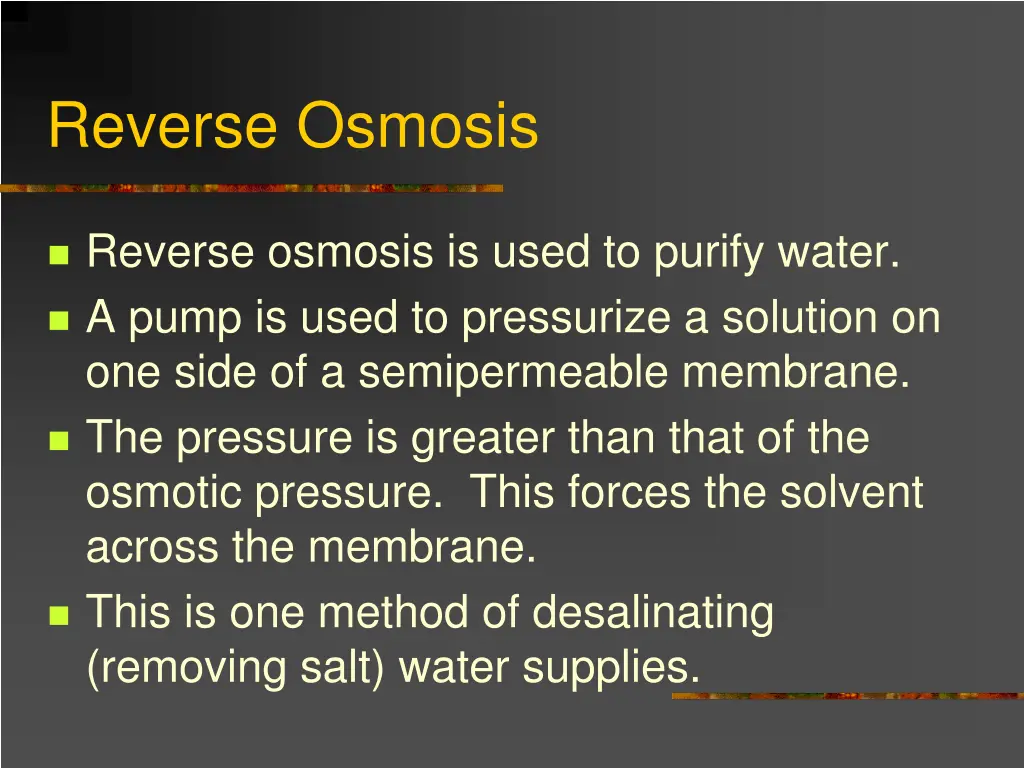 reverse osmosis