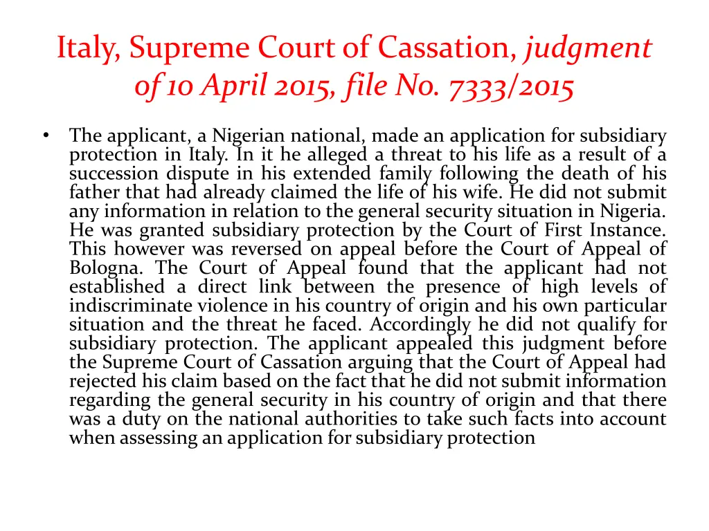 italy supreme court of cassation judgment