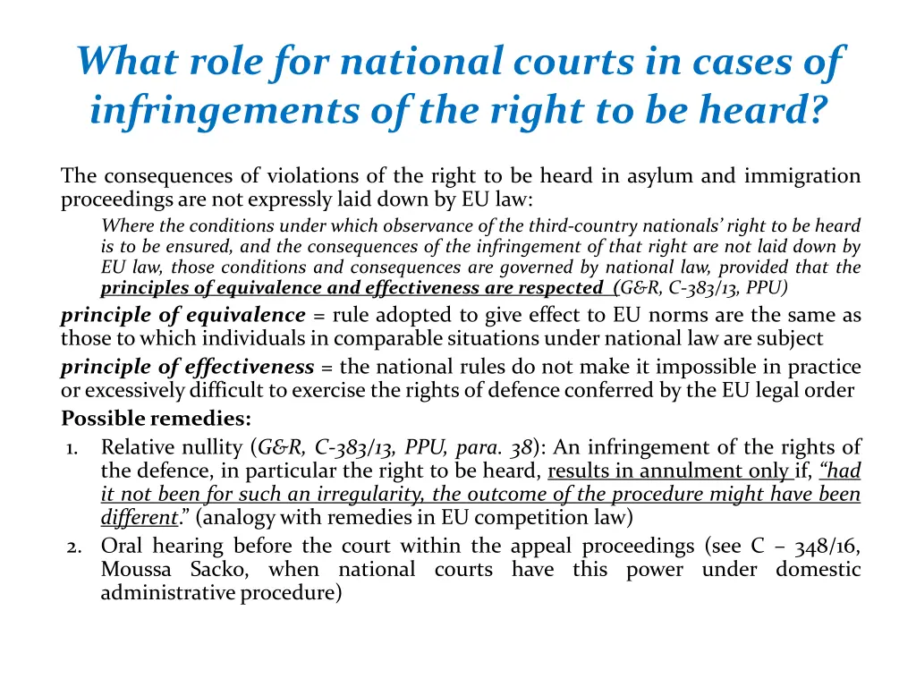 what role for national courts in cases