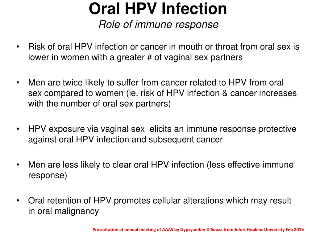 oral hpv infection role of immune response