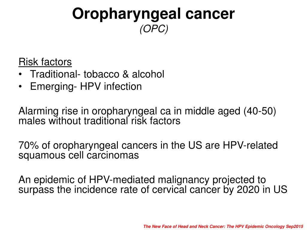 oropharyngeal cancer opc