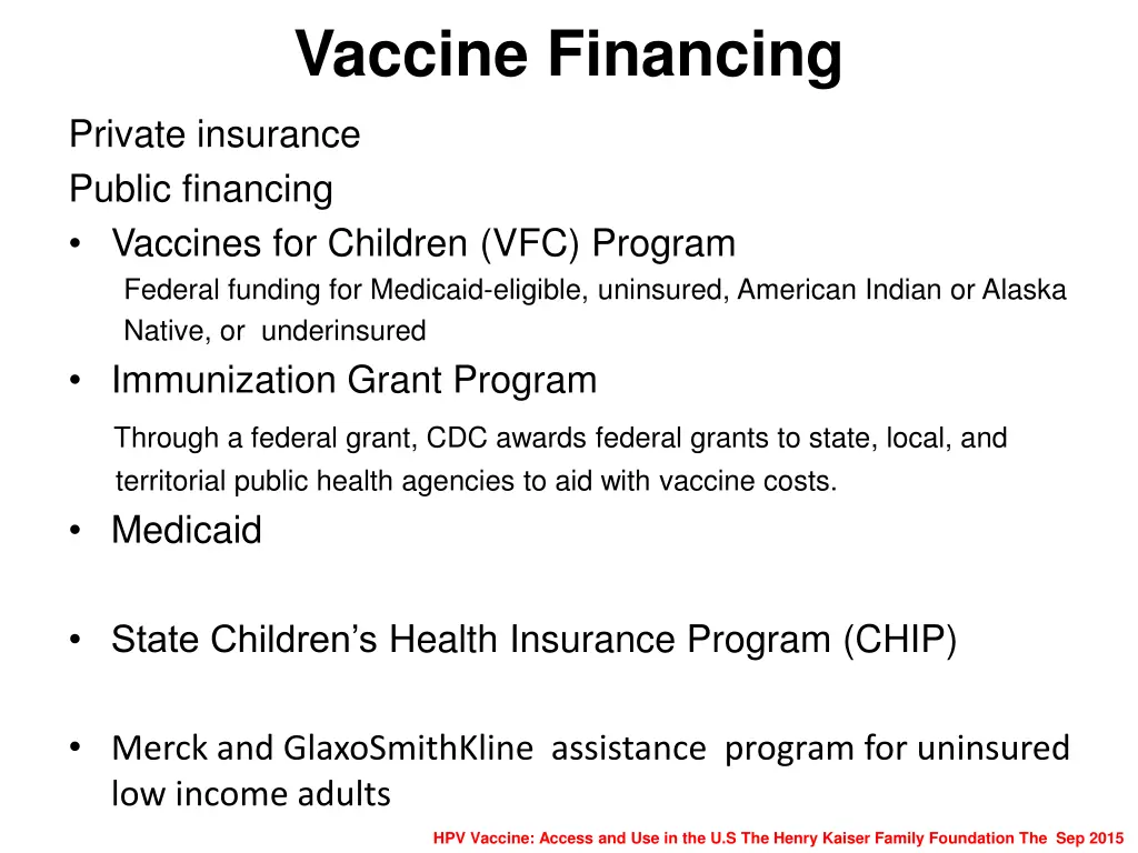 vaccine financing