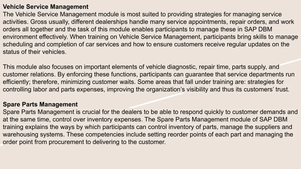 vehicle service management the vehicle service