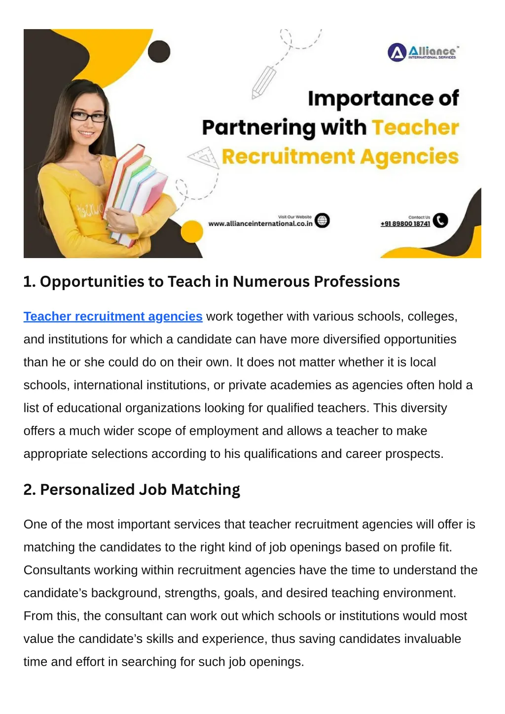 1 opportunities to teach in numerous professions