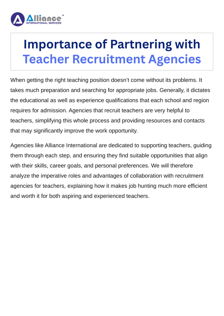 importance of partnering with teacher recruitment