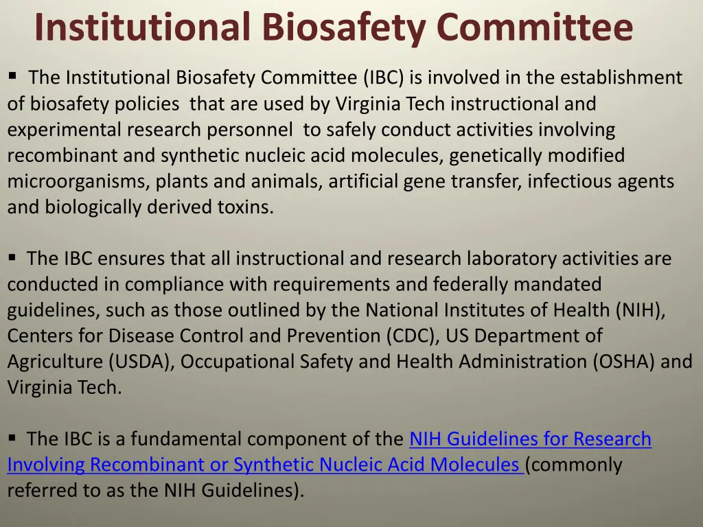 institutional biosafety committee