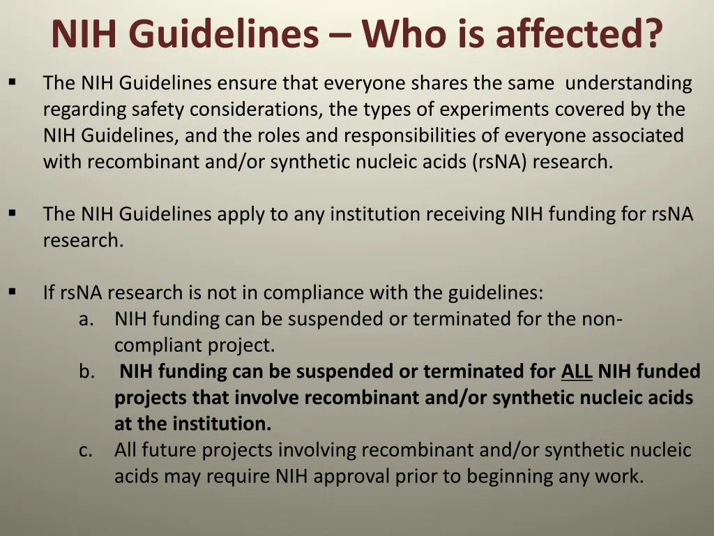 nih guidelines who is affected