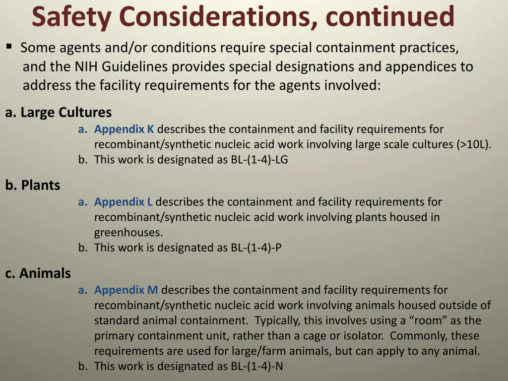 safety considerations continued some agents