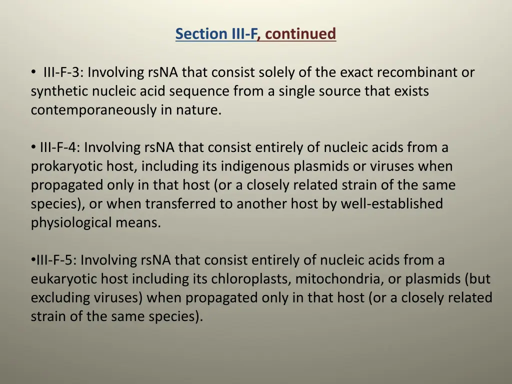 section iii f continued