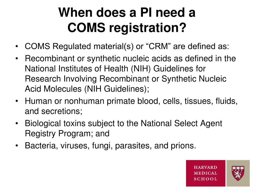 when does a pi need a coms registration