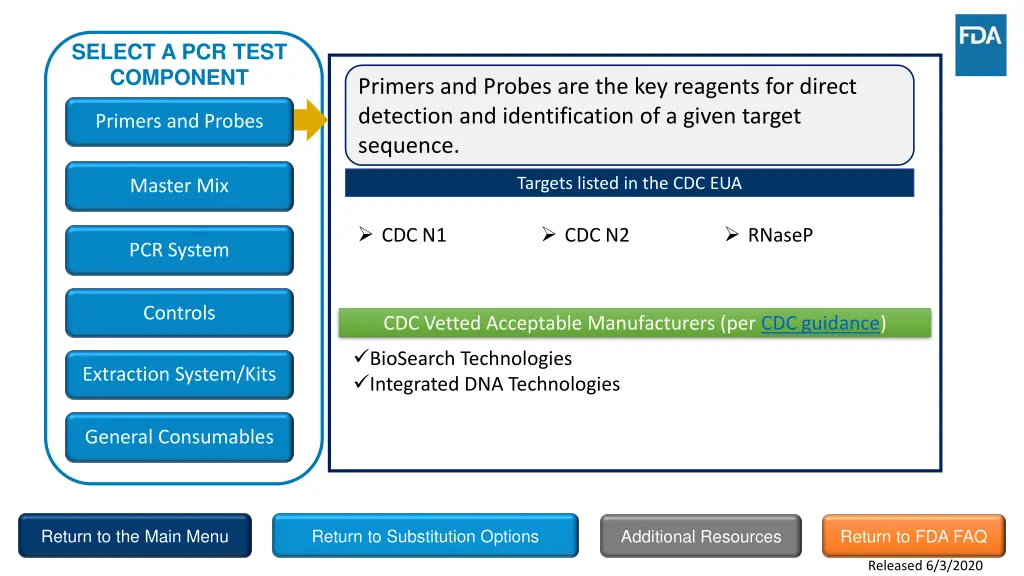 select a pcr test component 1