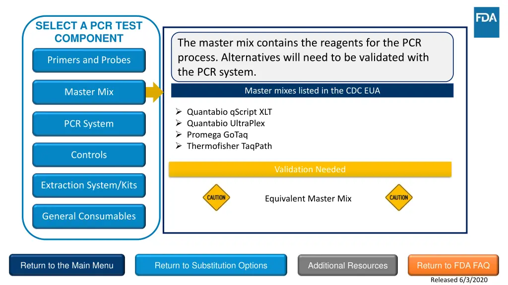 select a pcr test component 2