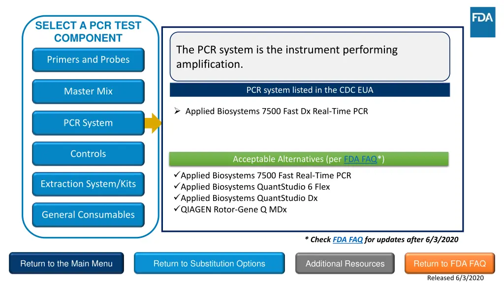 select a pcr test component 3