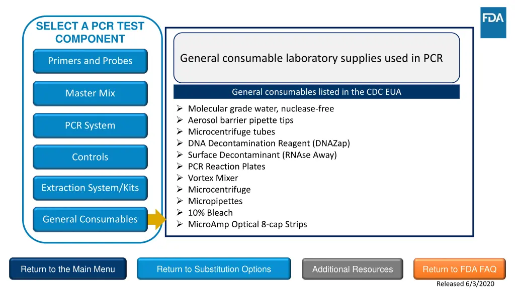 select a pcr test component 6