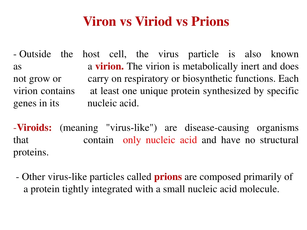 viron vs viriod vs prions