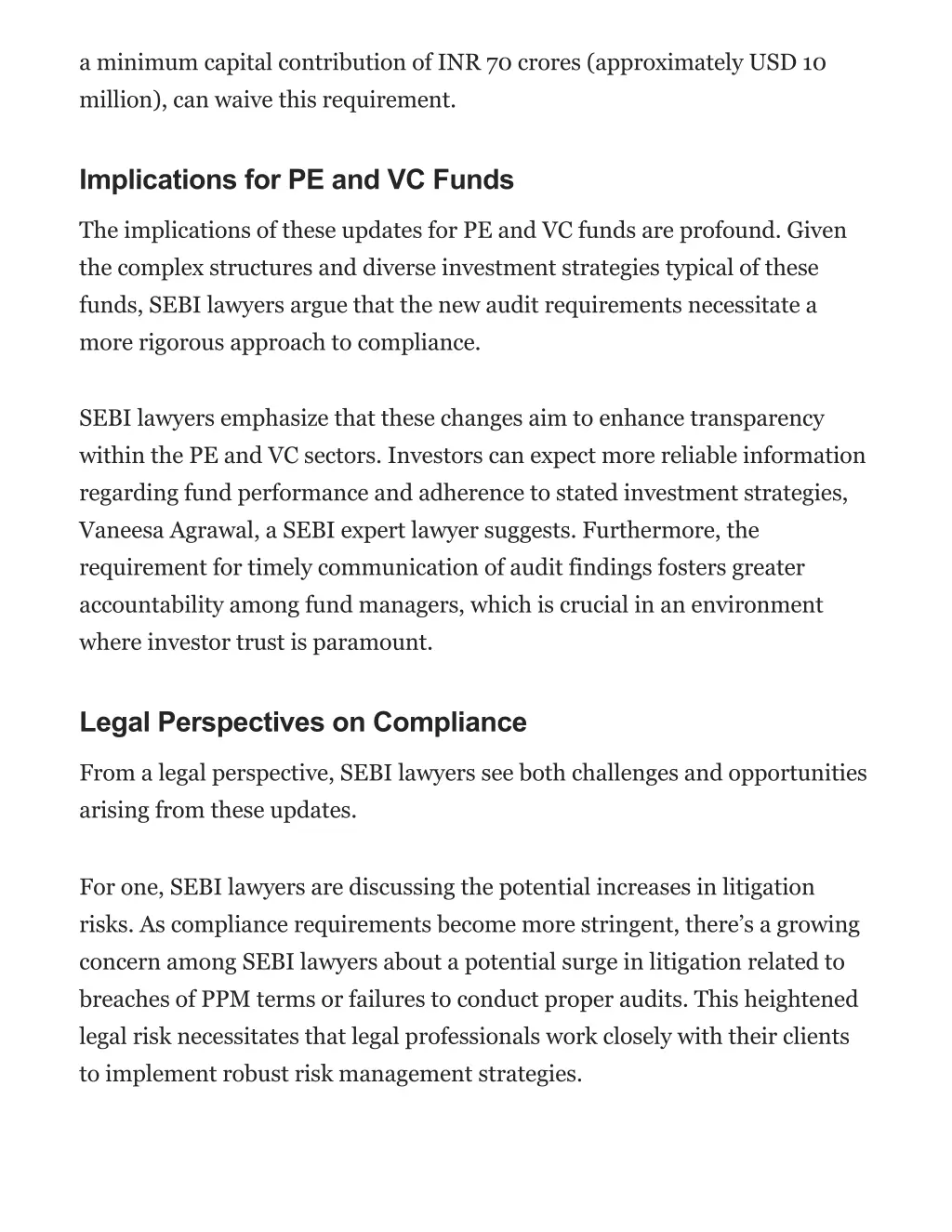 a minimum capital contribution of inr 70 crores