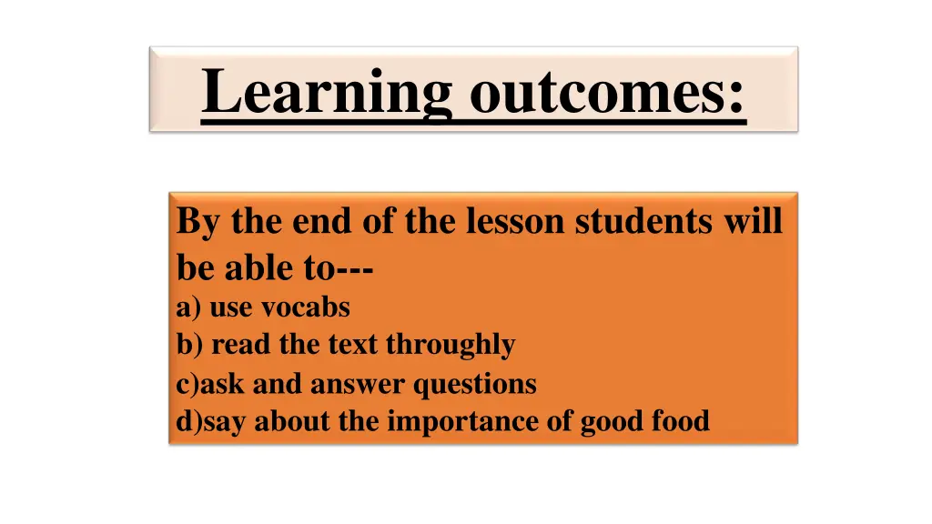 learning outcomes