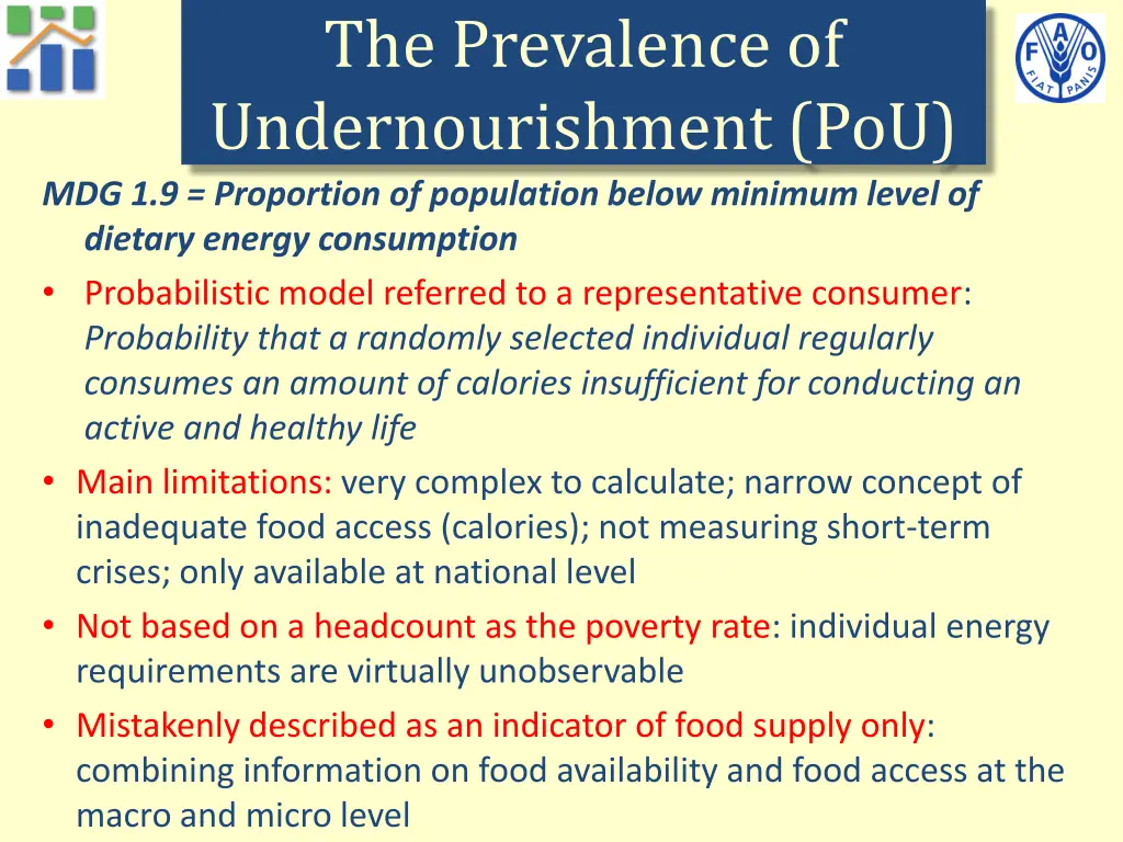 the prevalence of undernourishment pou